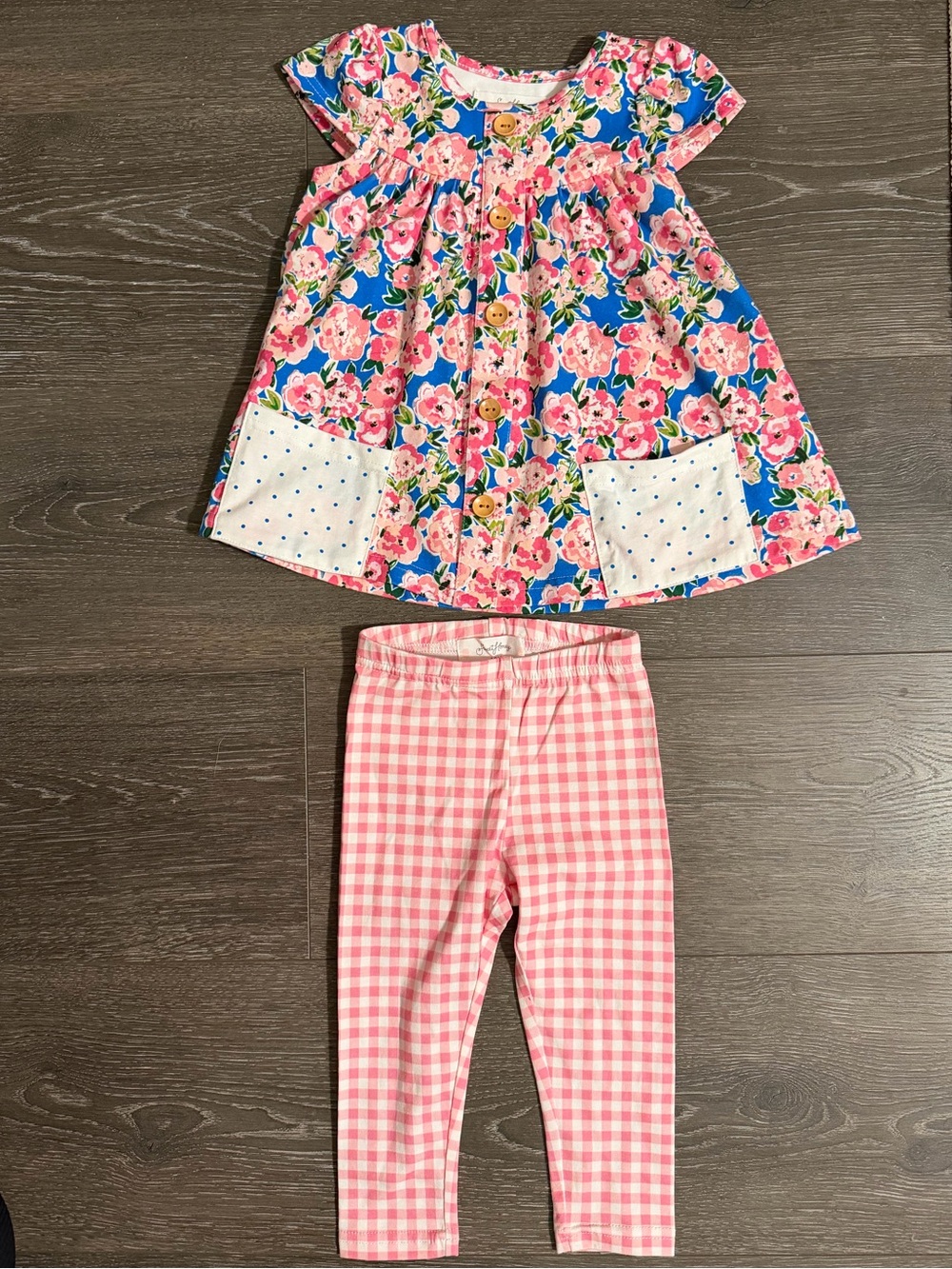 SweetHoney White Floral-Trim Baby Top with Leggings